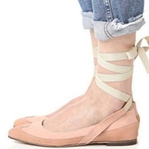Free People PRESSLEY Leather Wrap Ballet Flats New
